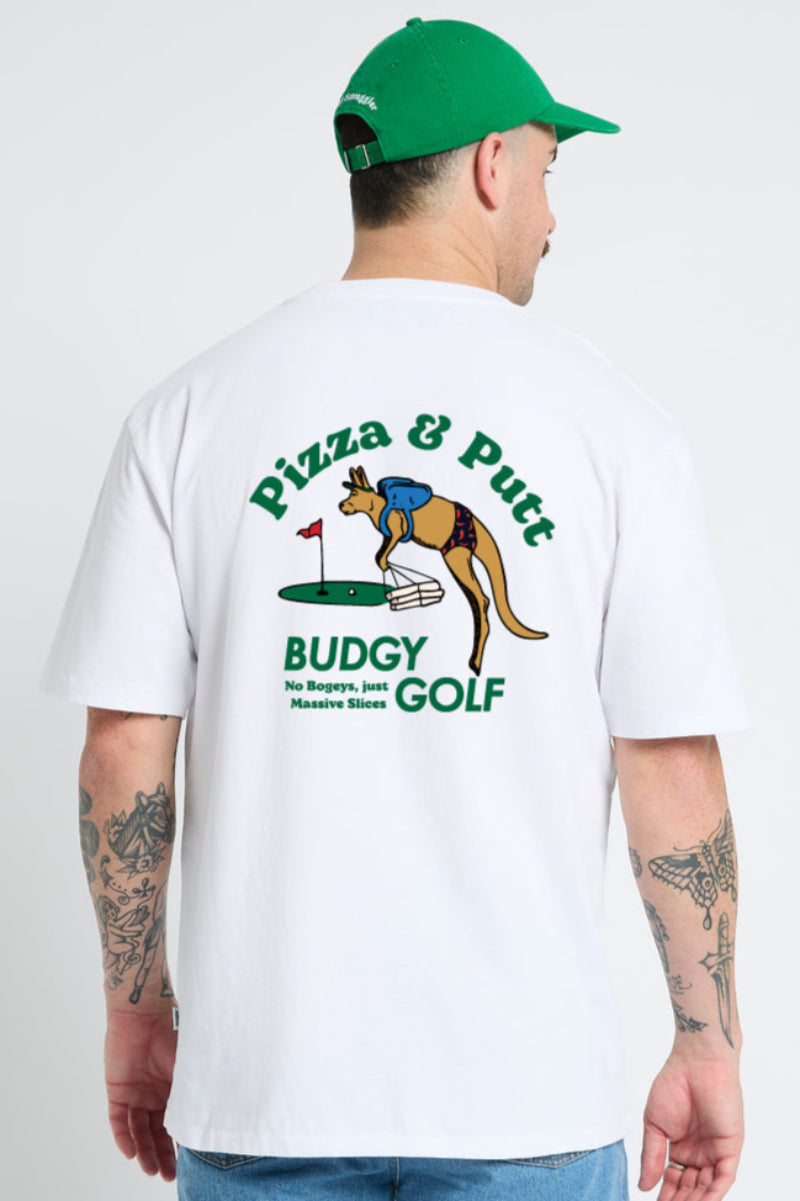 White Tee with Pizza and Putt