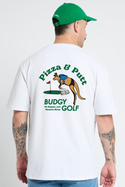 White Tee with Pizza and Putt
