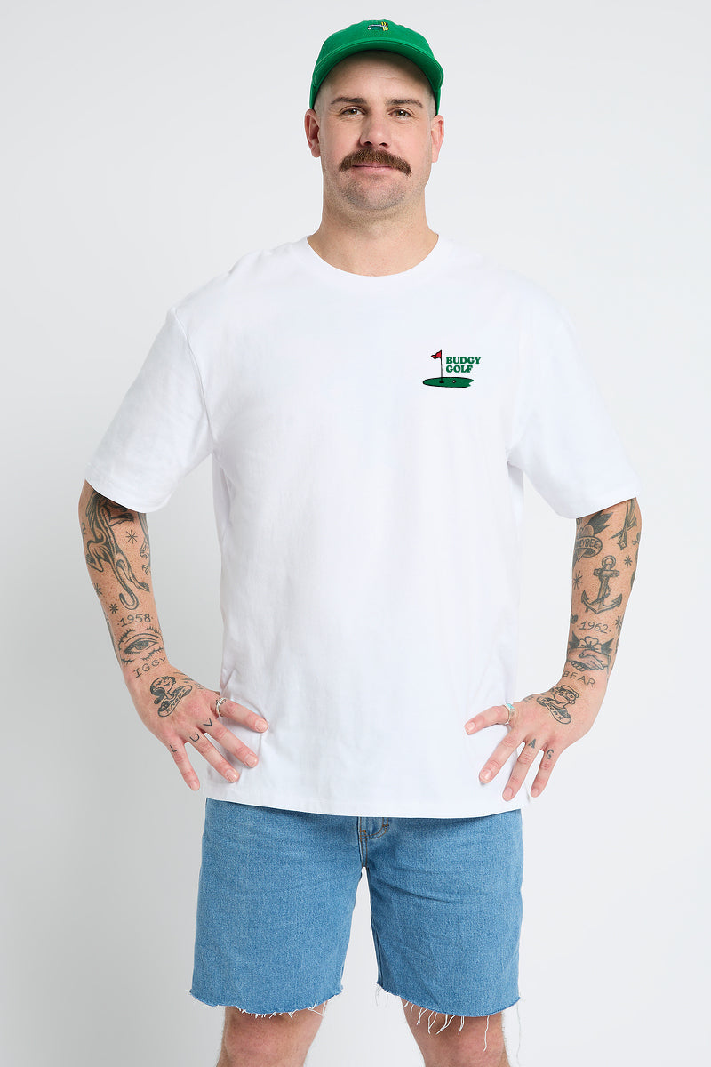 White Tee with Pizza and Putt