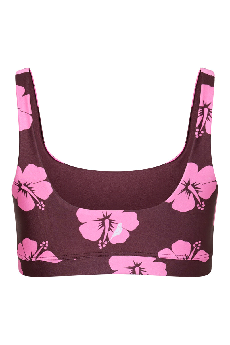 Palm Beach Top in Brown and Pink Hibiscus