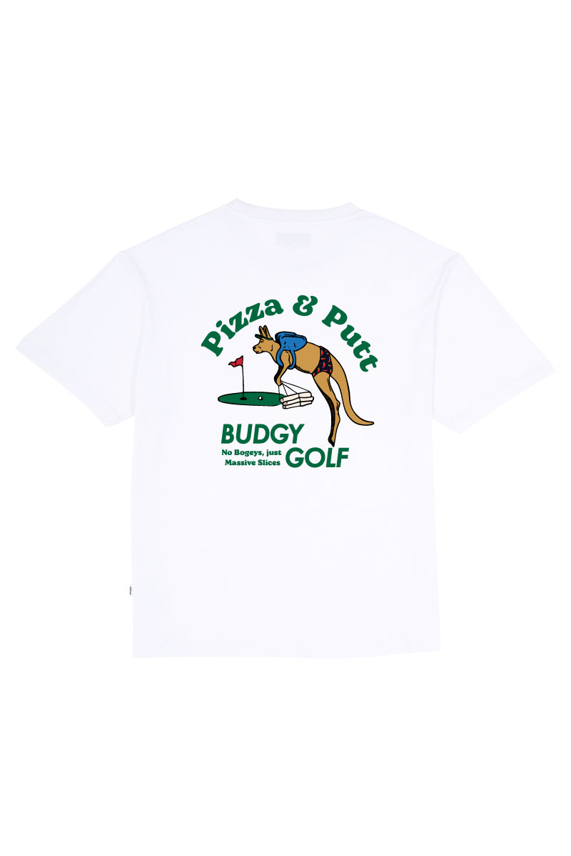 White Tee with Pizza and Putt