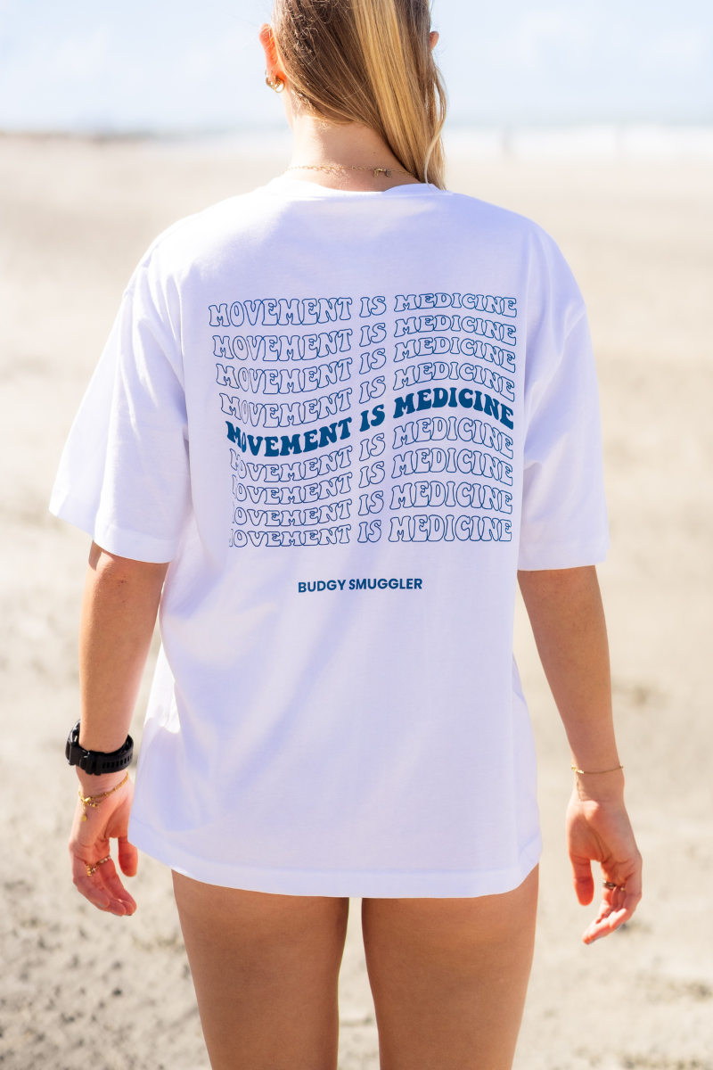 White Tee with Movement is Medicine