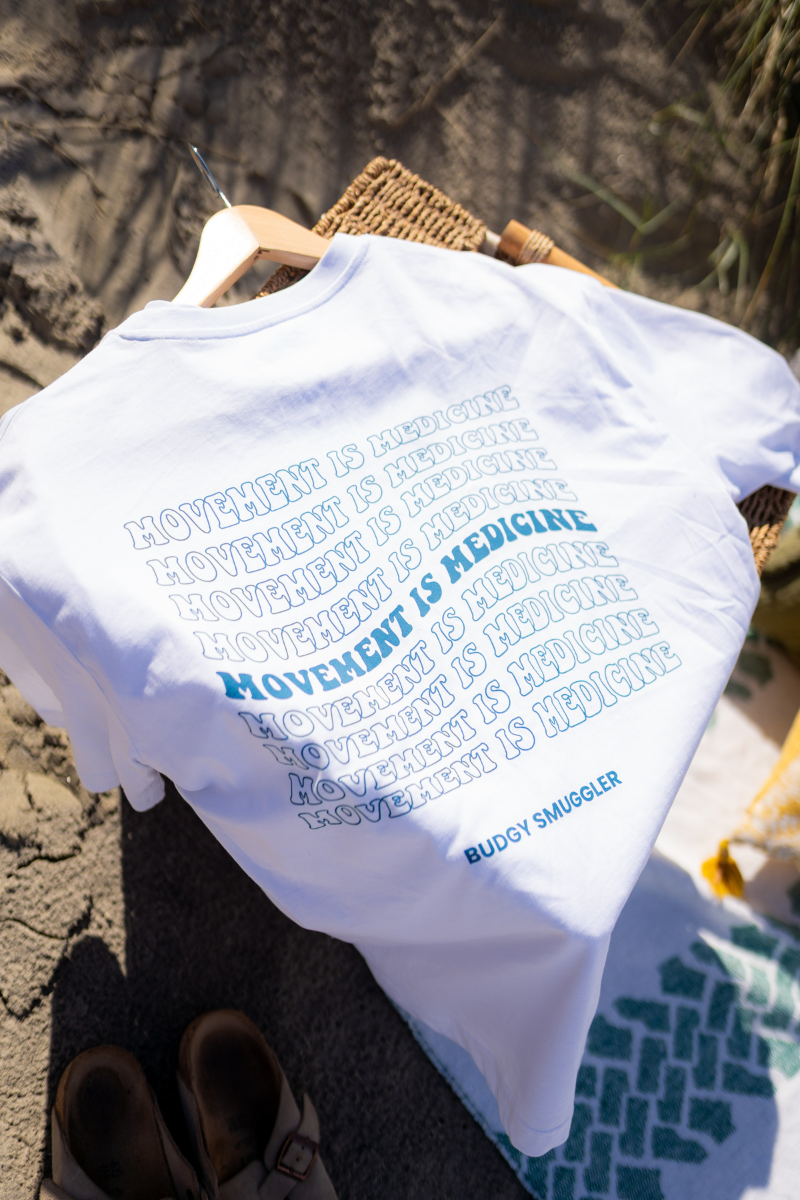 White Tee with Movement is Medicine
