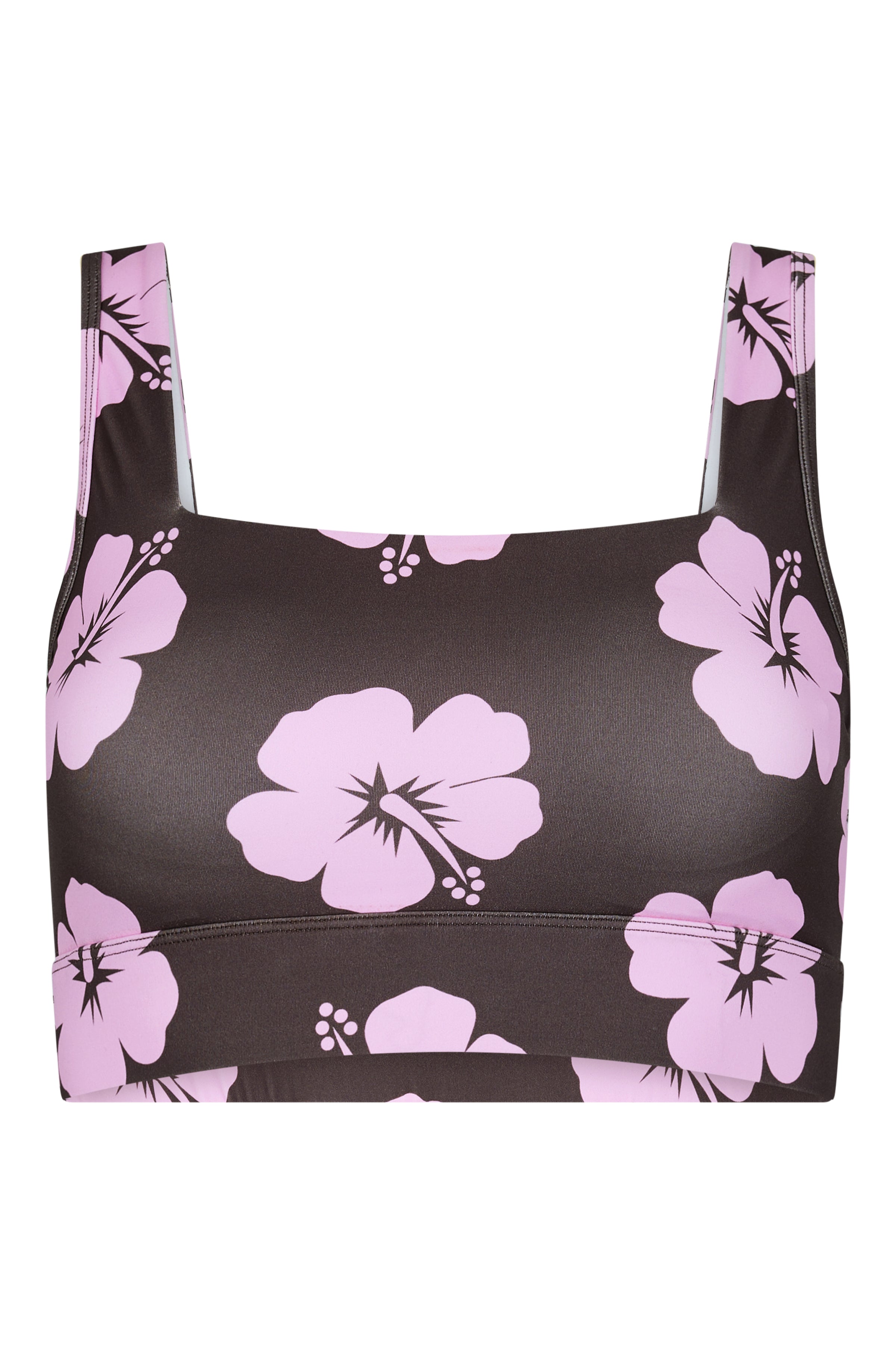 Sports Bra 2.0 in Brown and Pink Hibiscus