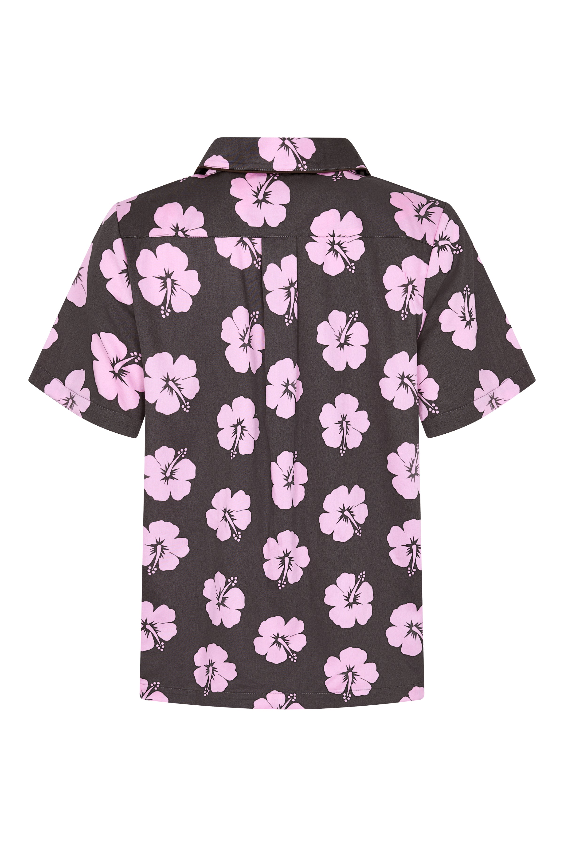 Women's Pyjama Set in Brown and Pink Hibiscus