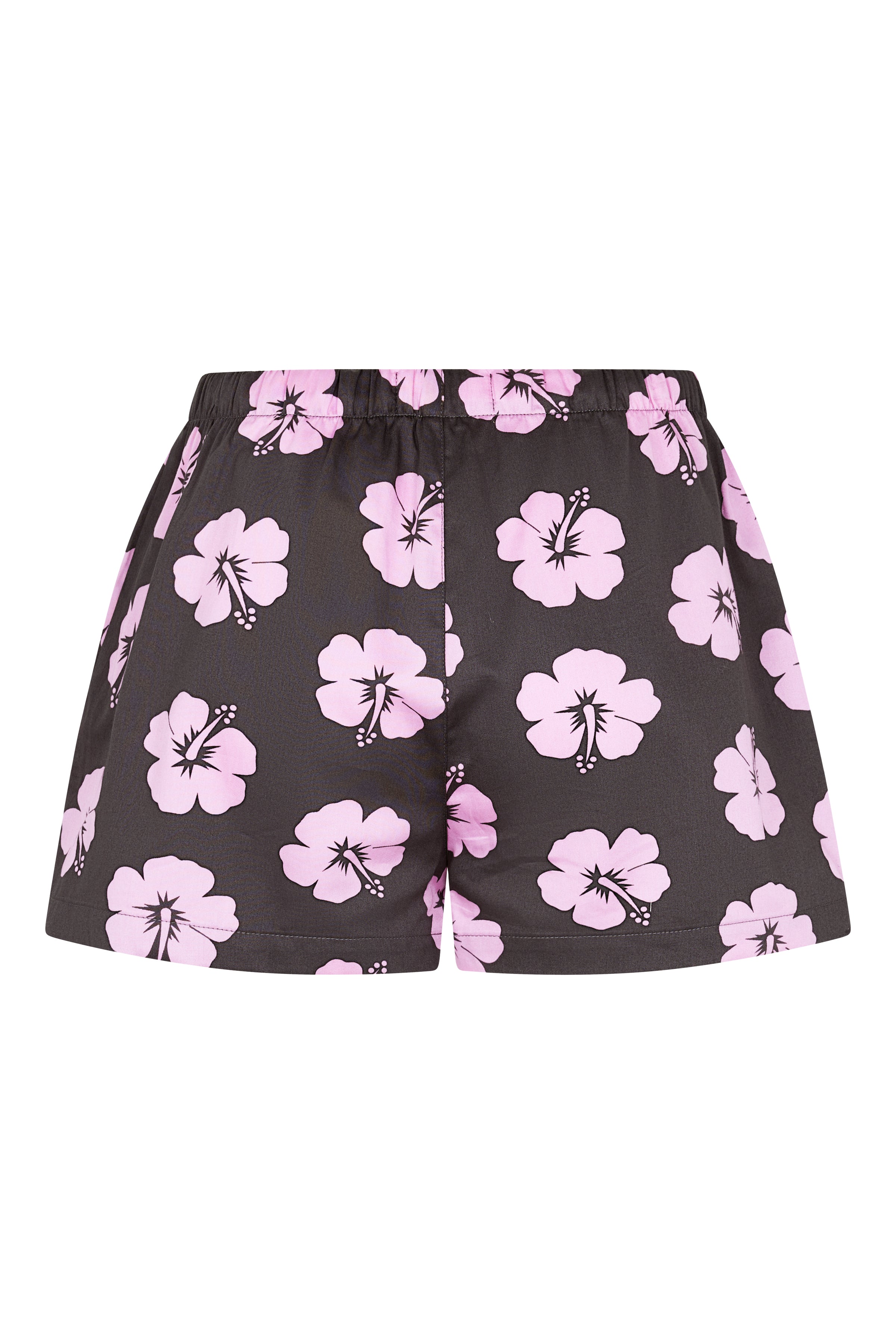Women's Pyjama Set in Brown and Pink Hibiscus