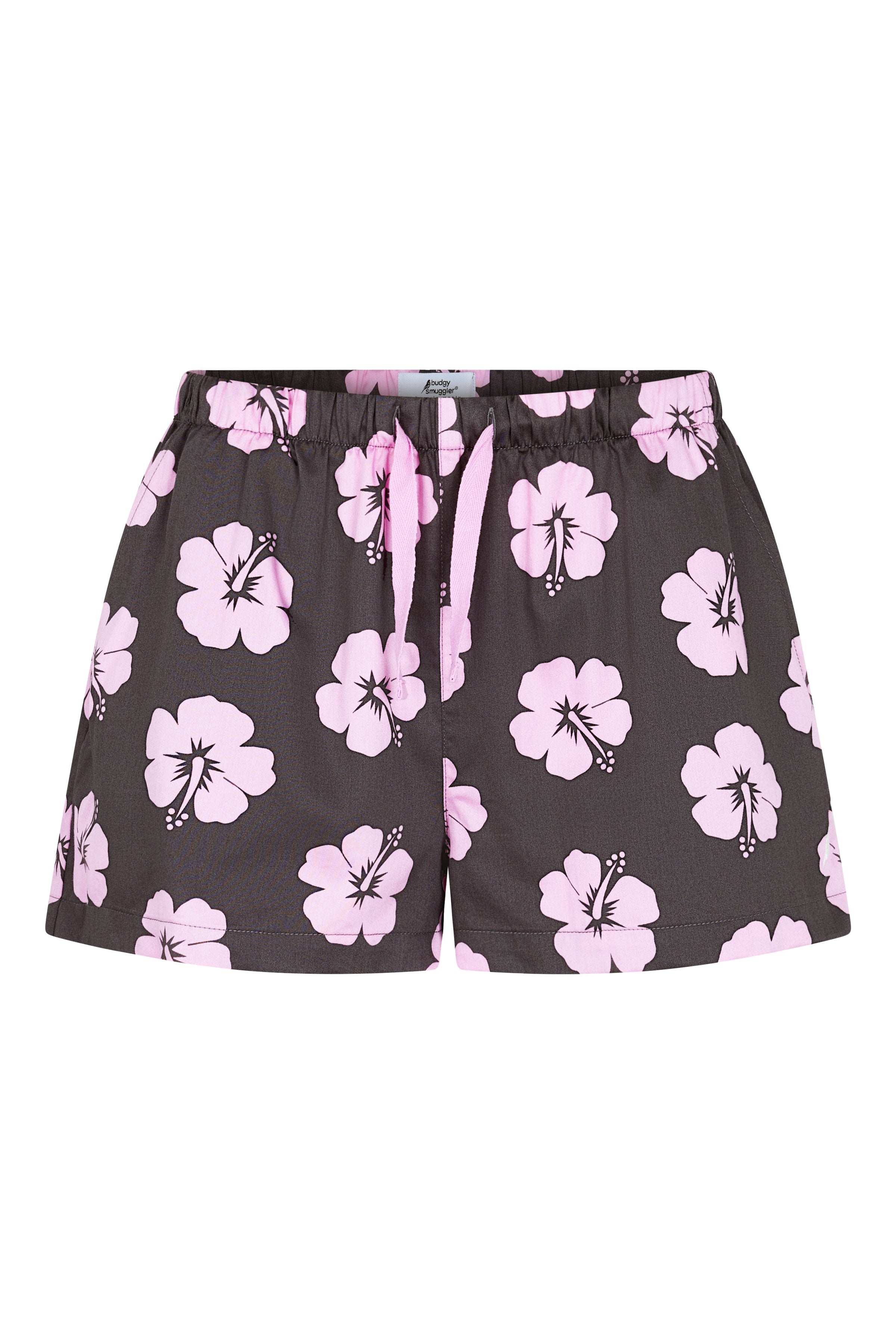 Women's Pyjama Set in Brown and Pink Hibiscus