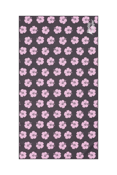 Double Sided Towel in Brown and Pink Hibiscus