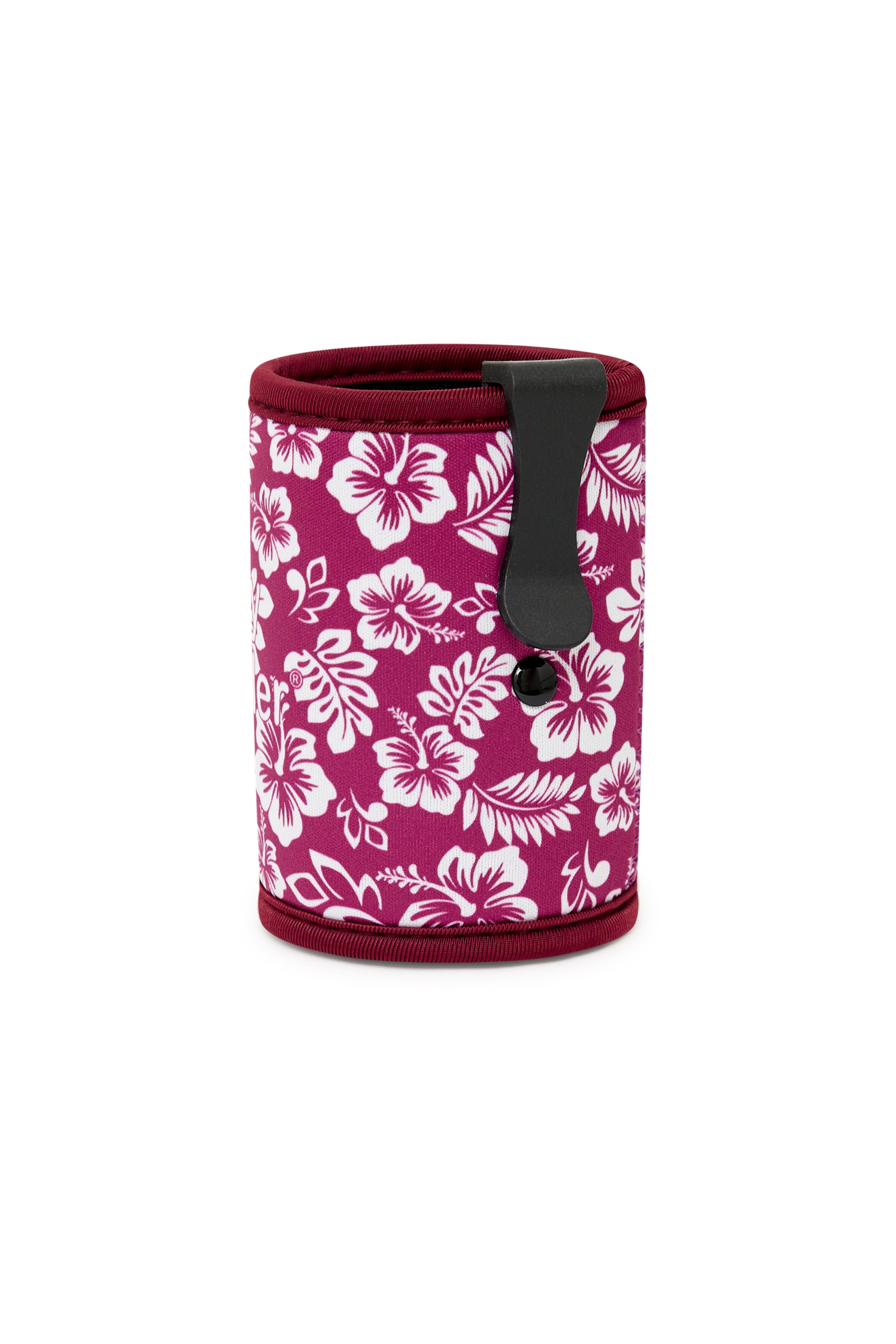 Stubby Holder in Maroon Hibiscus