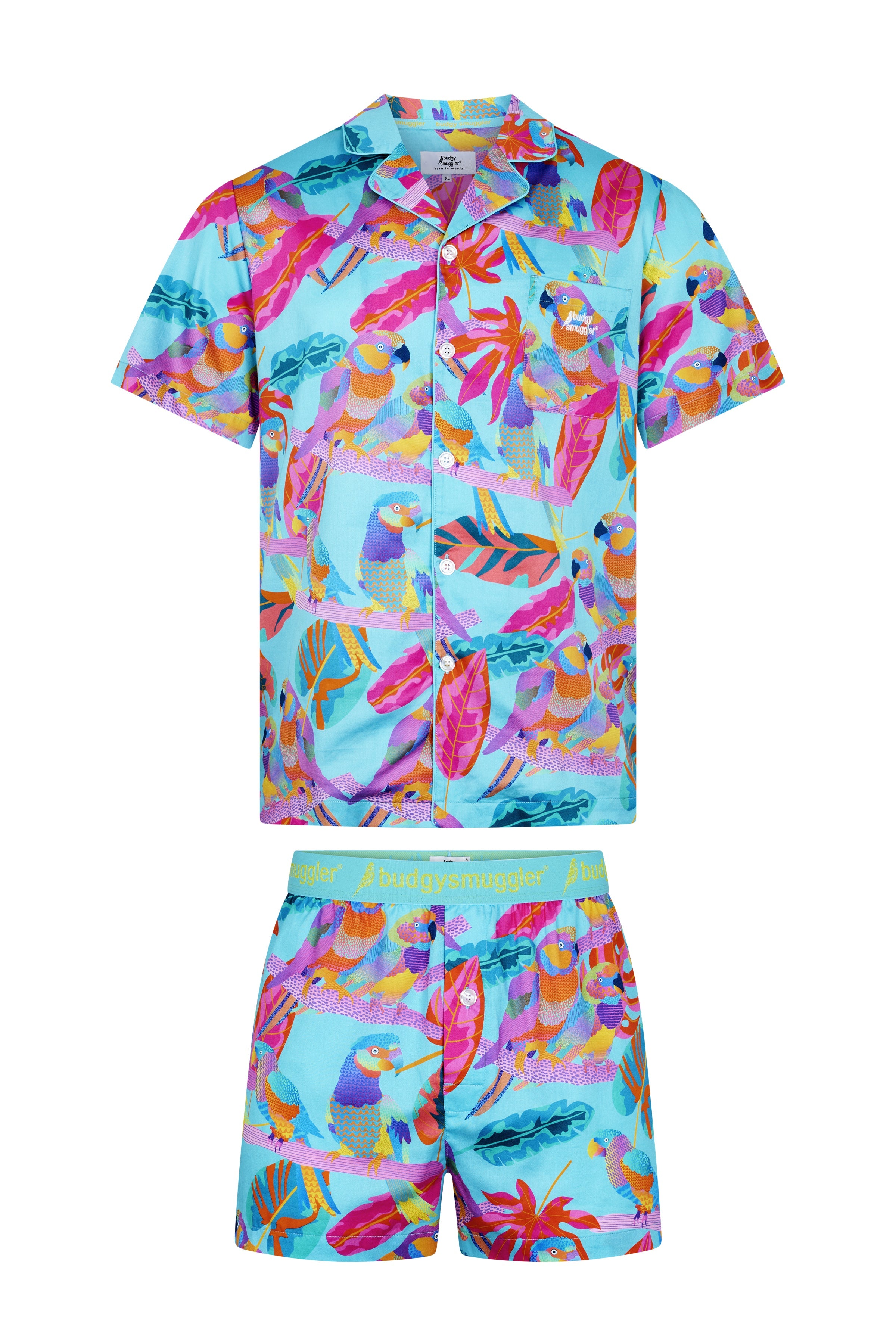 Men's Pyjama Set in Techno Parrots