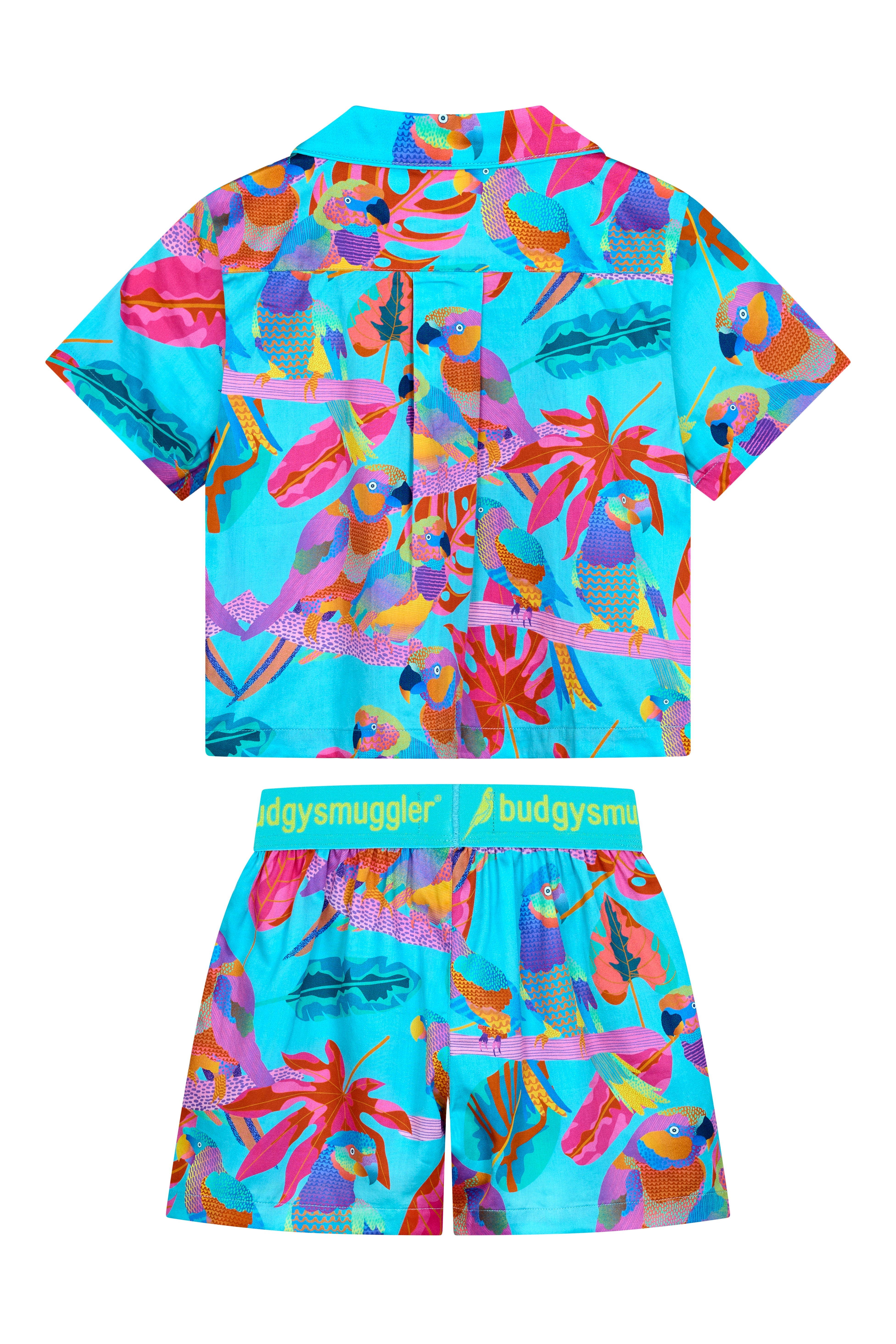 Kids Pyjama Set in Techno Parrots