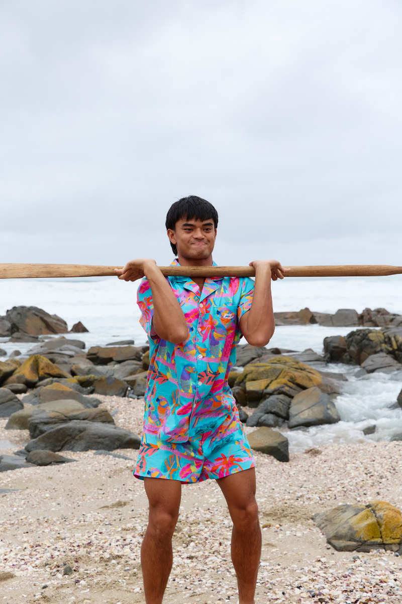 Men's Pyjama Set in Techno Parrots