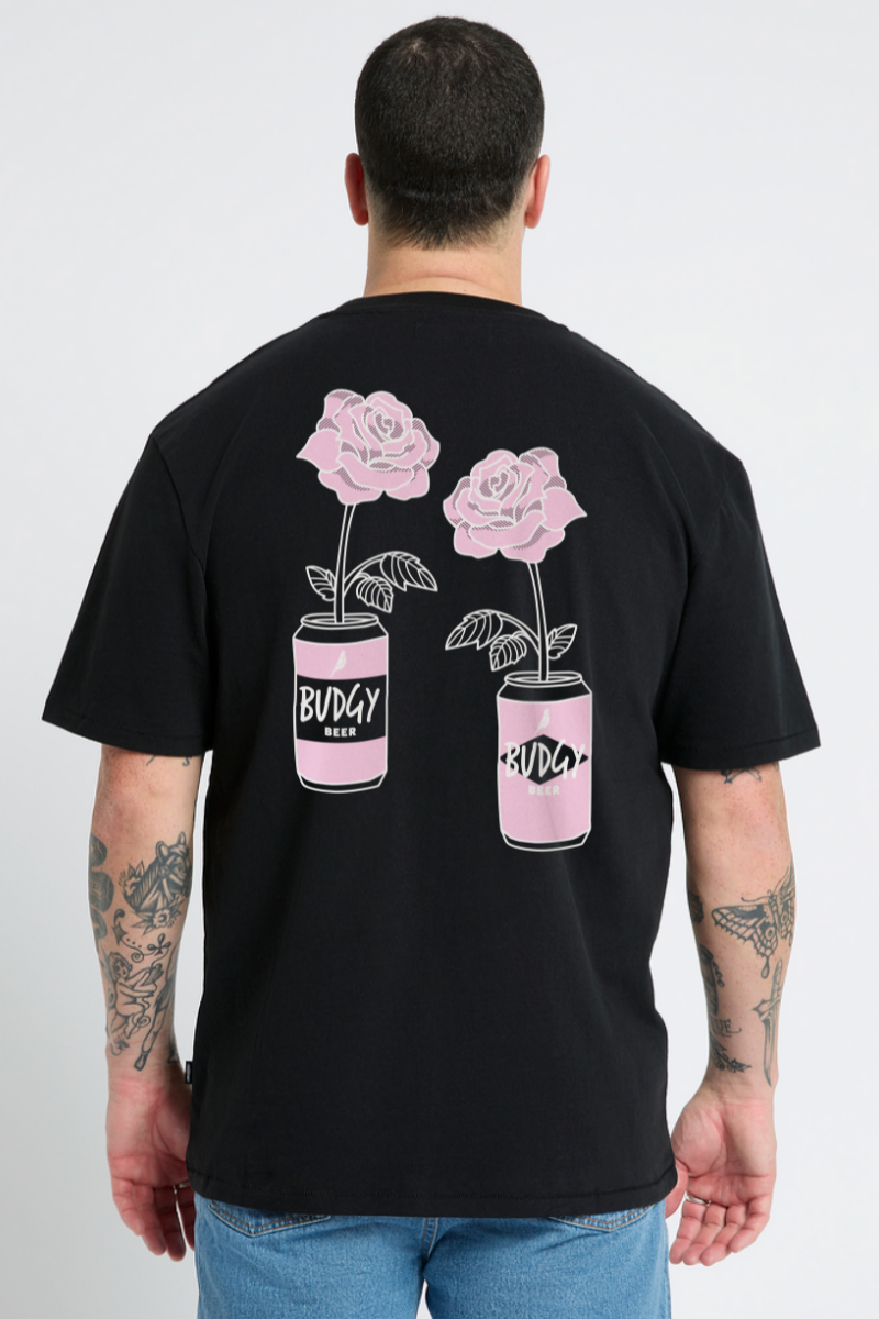 Black Tee with Rose Beers