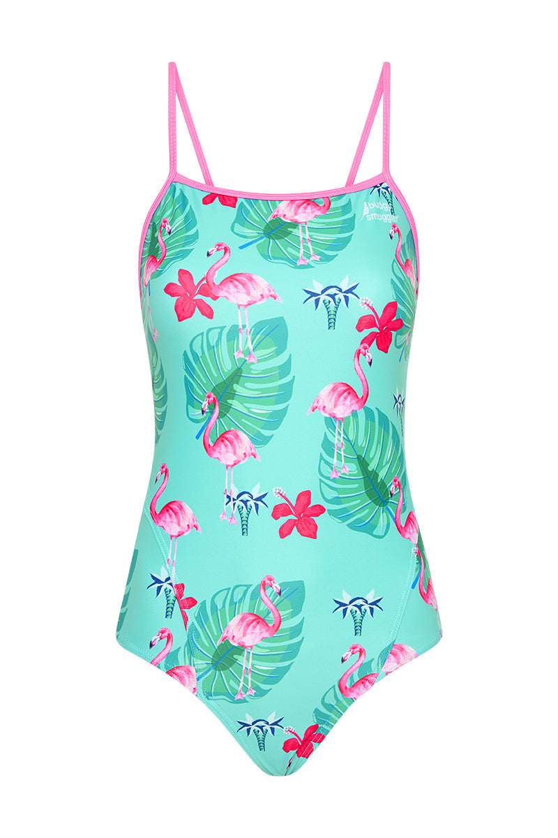 Thin Strap Racer in Teal Flaming Goes
