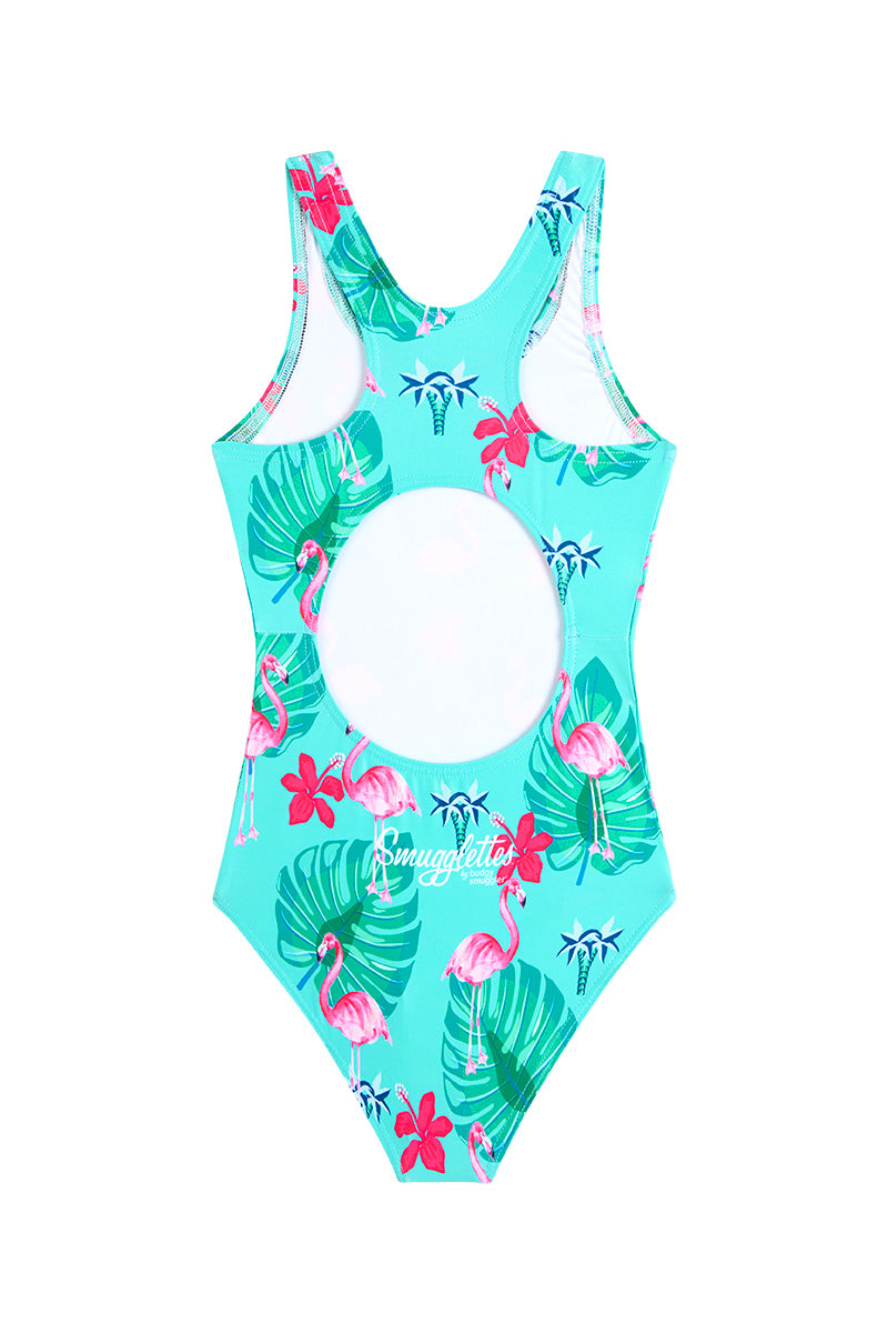 Girls One Piece in Teal Flaming Goes