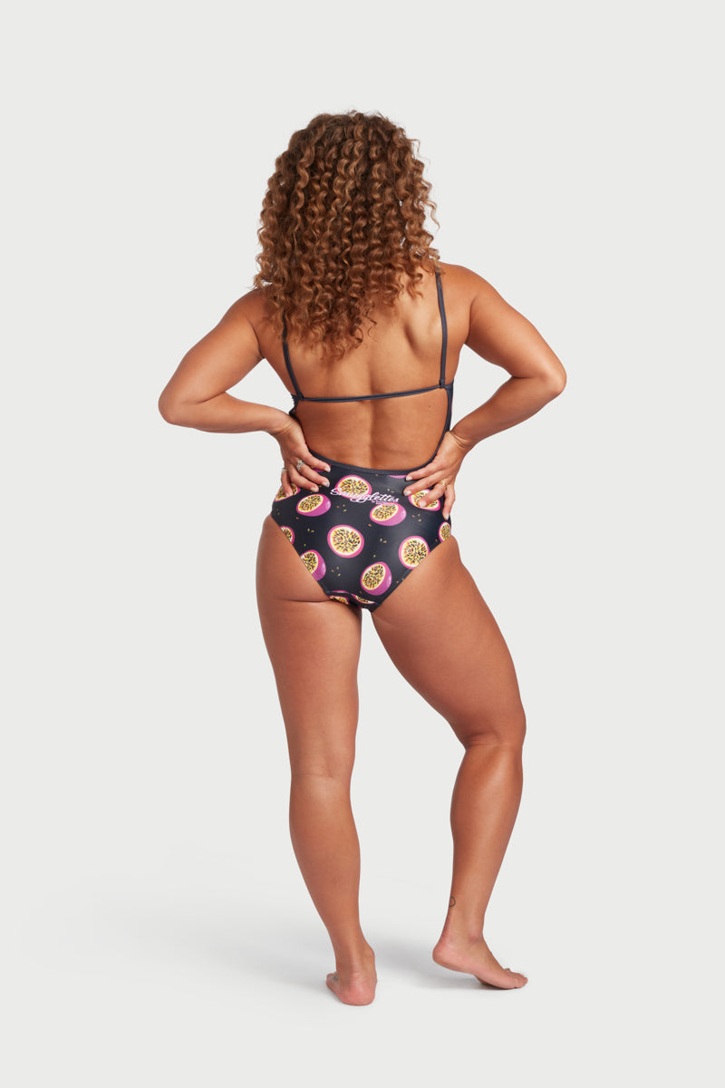 Thin Strap Racer in Black Passion Fruit