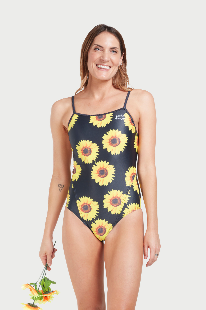 WOMENS SWIMWEAR SUNFLOWER DESIGN ONE PIECE BUDGY SMUGGLER UK Budgy Smuggler UK