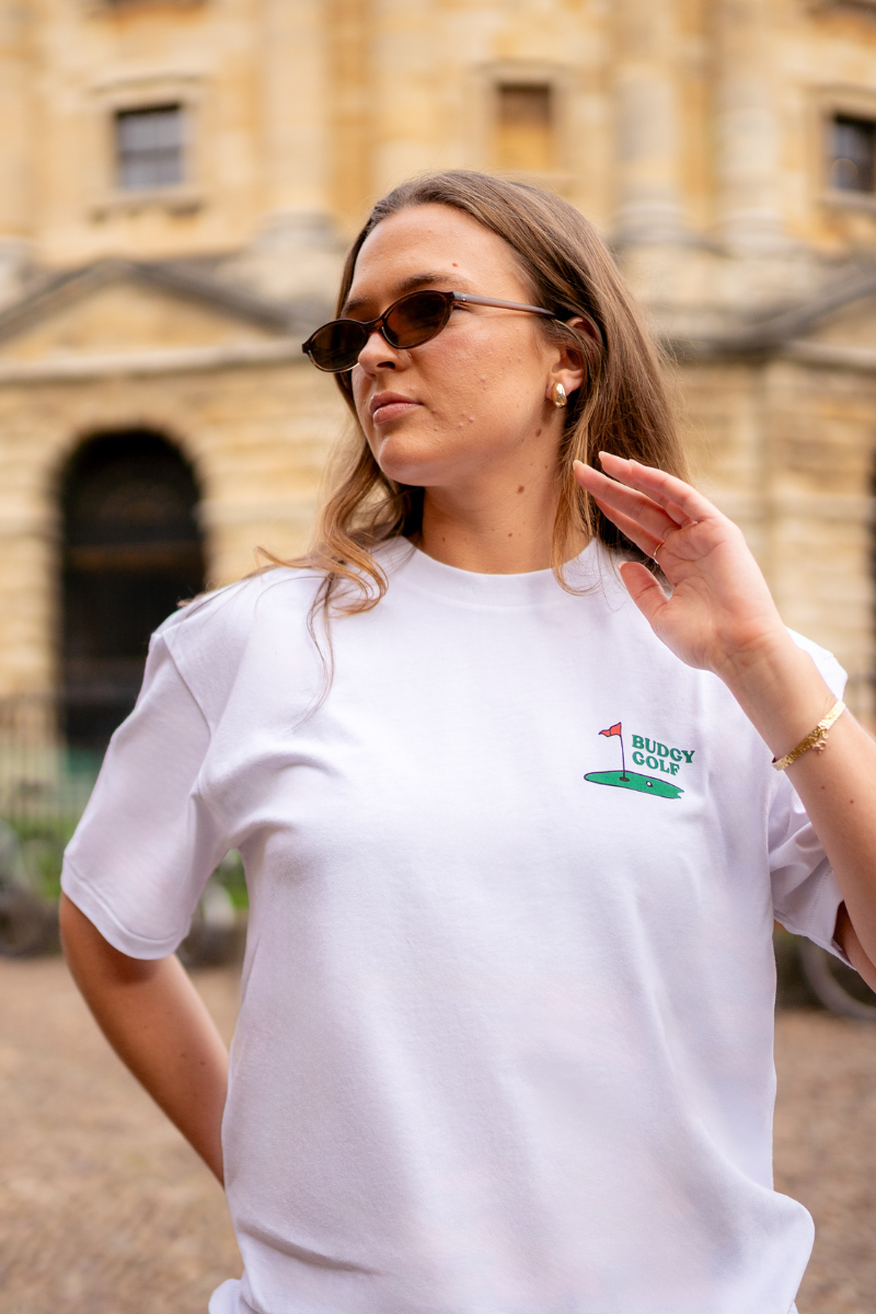 White Tee with Pizza and Putt