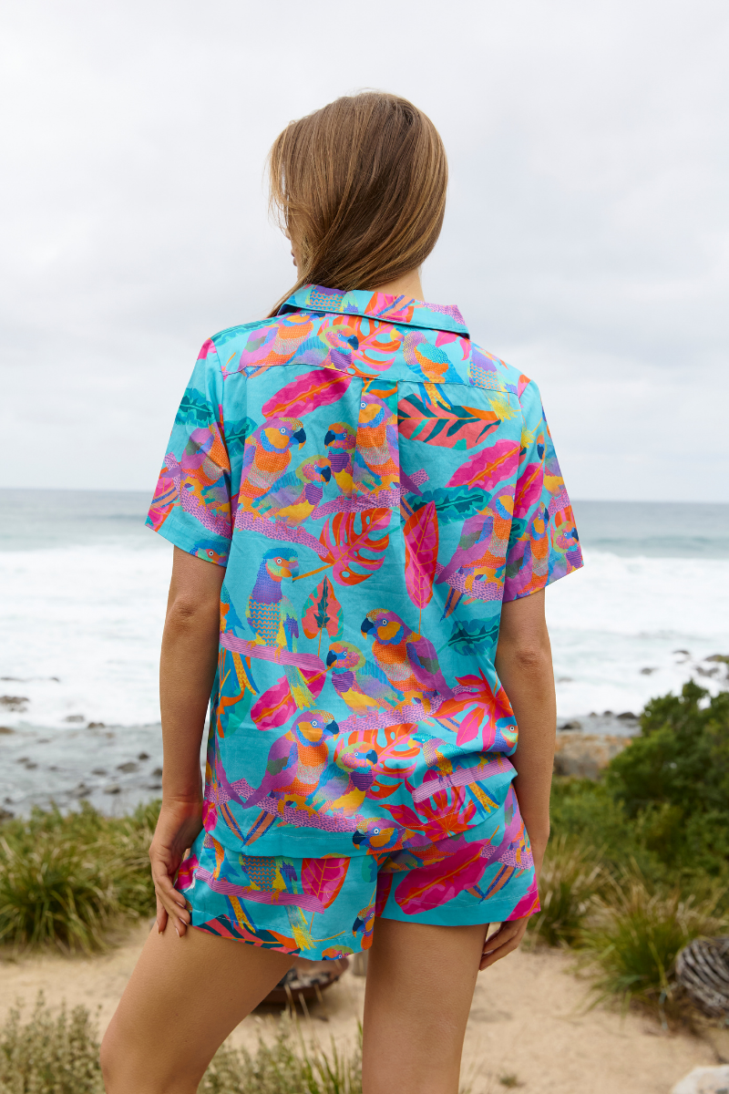 Women's Pyjama Set in Techno Parrots