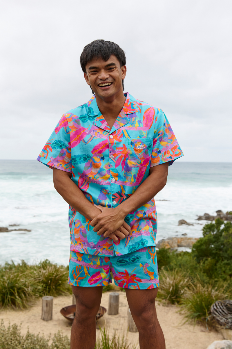 Men's Pyjama Set in Techno Parrots