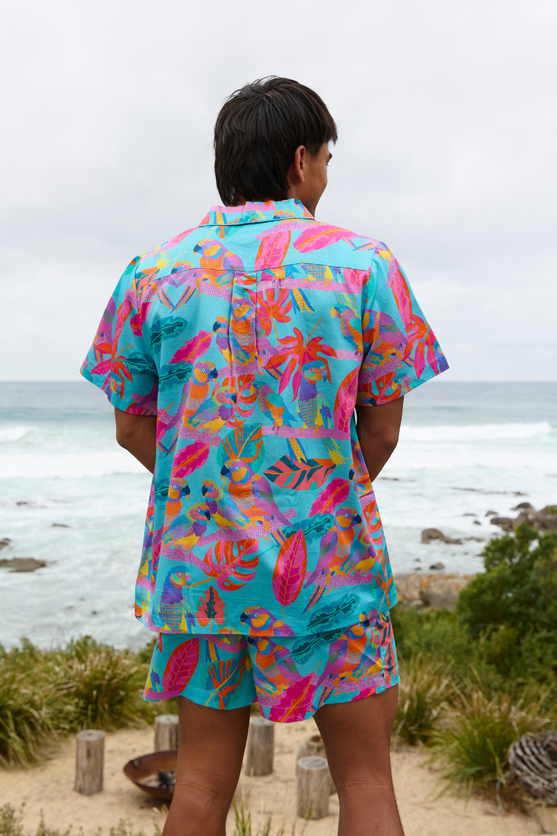 Men's Pyjama Set in Techno Parrots