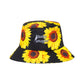 Bucket Hat in Black Sunflower