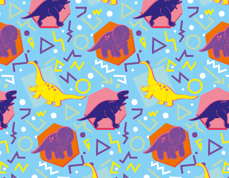 Blue Dinosaur Print