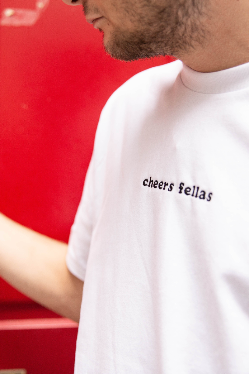 Budgy 'Cheers Fellas' Tee in White