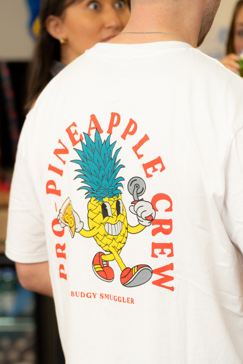 White Tee with Pro~Pineapple Crew