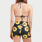 Booty Shorts in Black Sunflowers