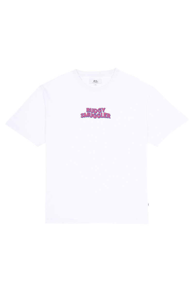 Pink Anti Board Short Club on White Tee