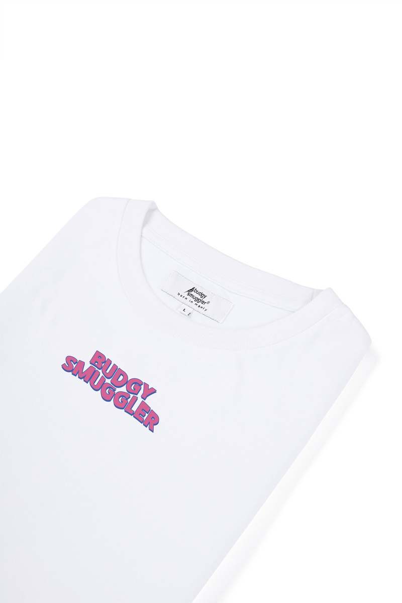 Pink Anti Board Short Club on White Tee
