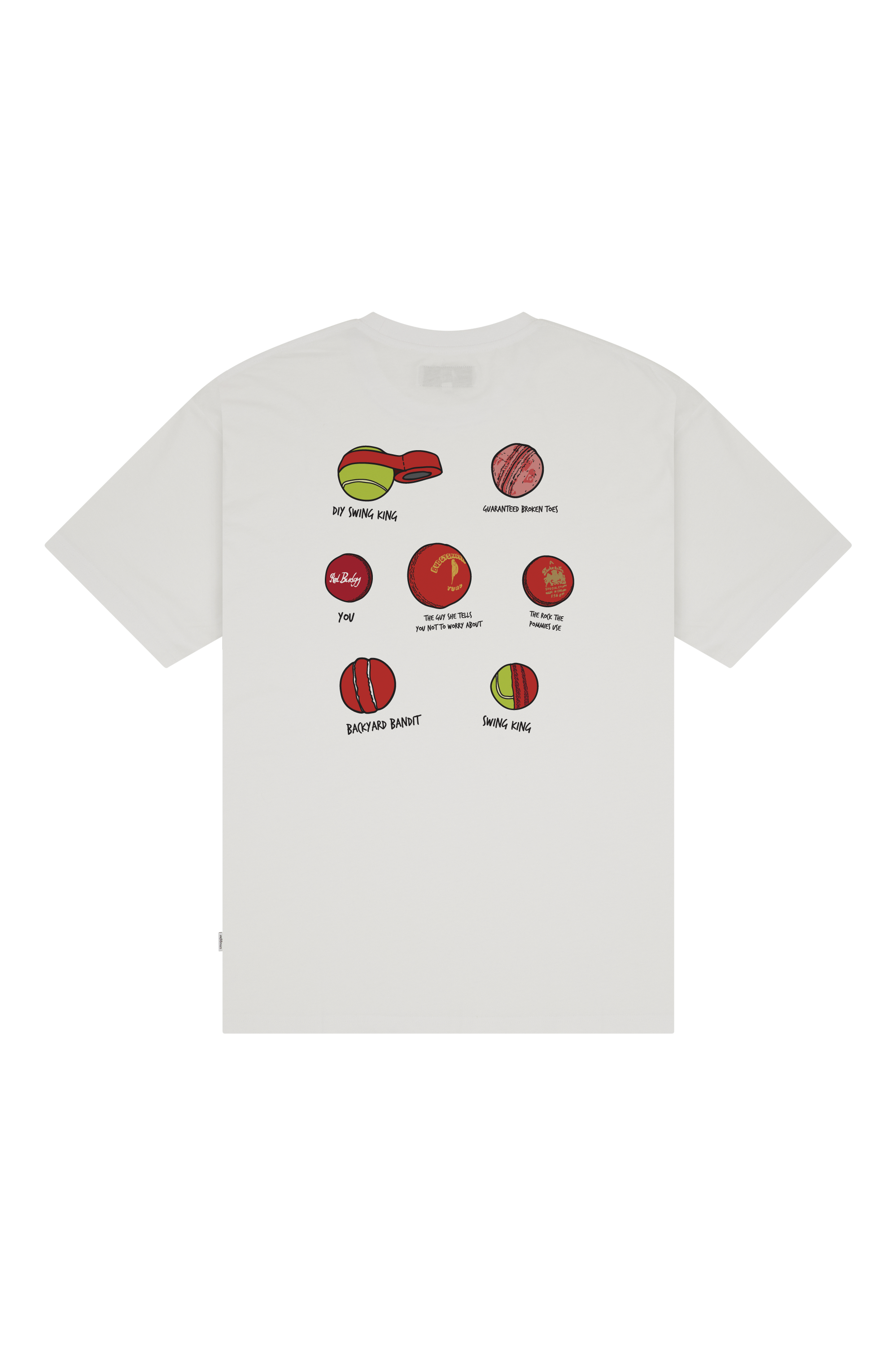 Lightweight White Tee with Crickets Balls