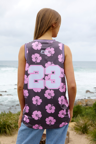Basketball Vest in Brown Hibiscus