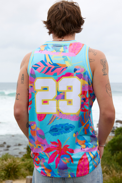 Basketball Vest in Techno Parrots