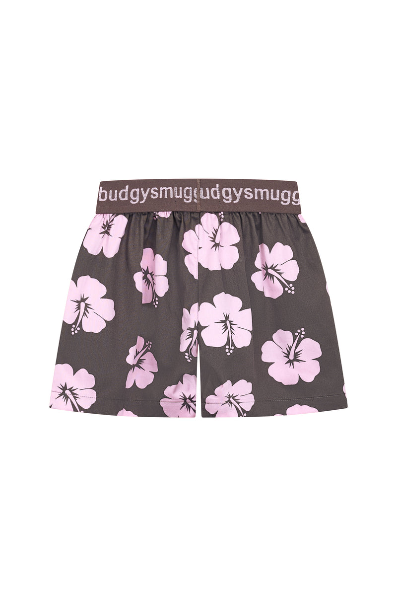 Kids Pyjama Set in Brown and Pink Hibiscus