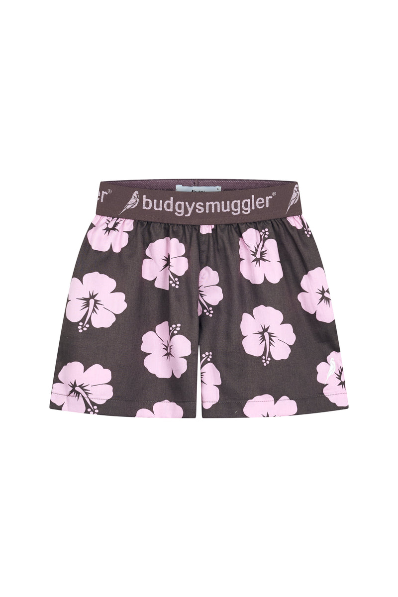 Kids Pyjama Set in Brown and Pink Hibiscus