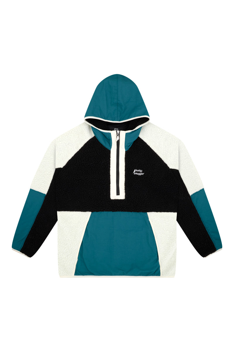 Retro Polar Fleece Jacket in Black & Green