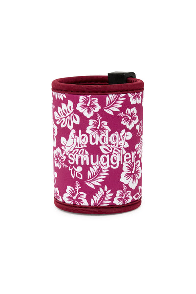Stubby Holder in Maroon Hibiscus
