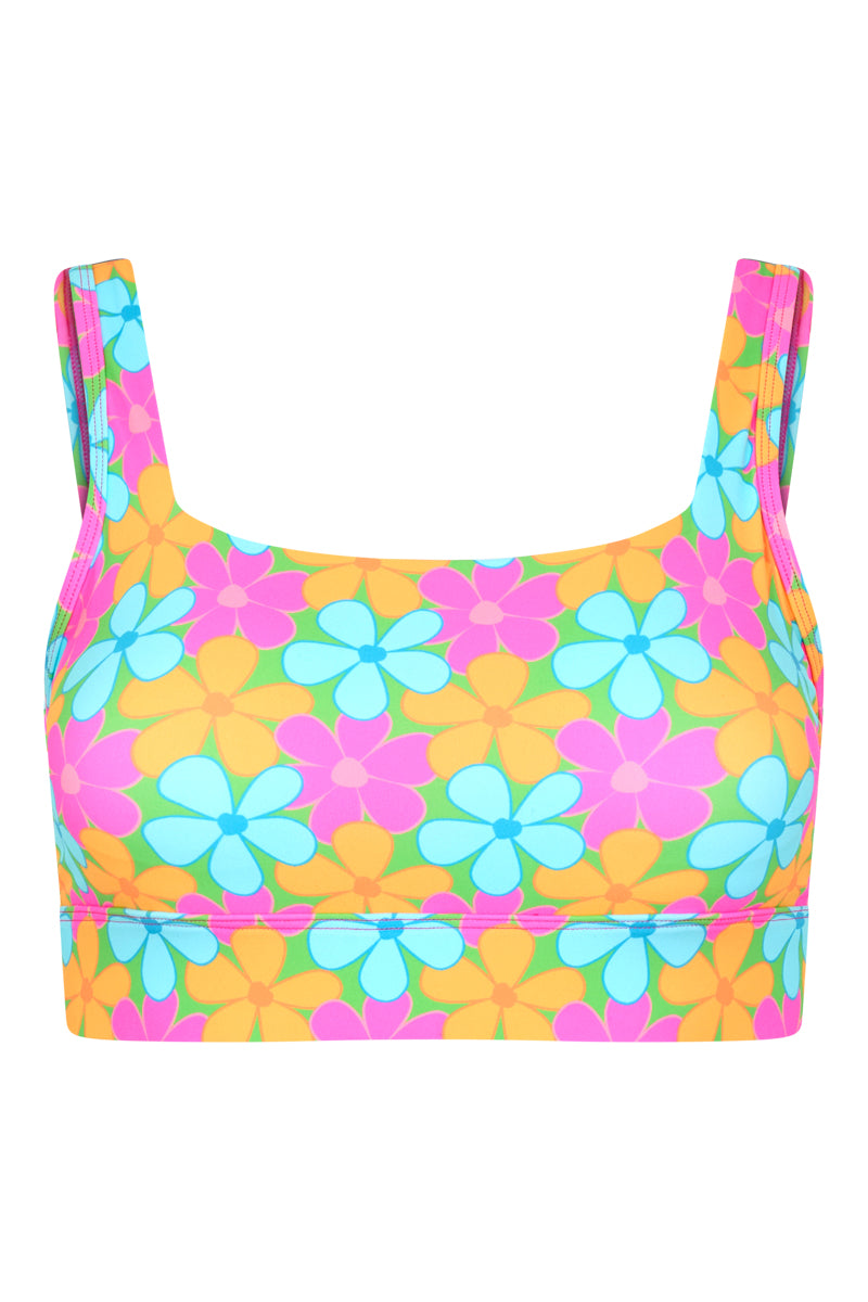 Sports Bra 2.0 in Fluro Flowers