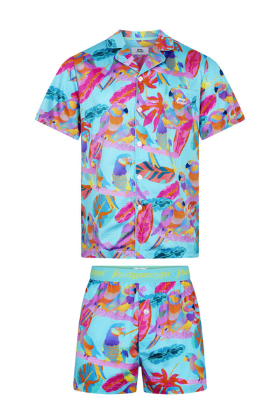 Men's Pyjama Set in Techno Parrots
