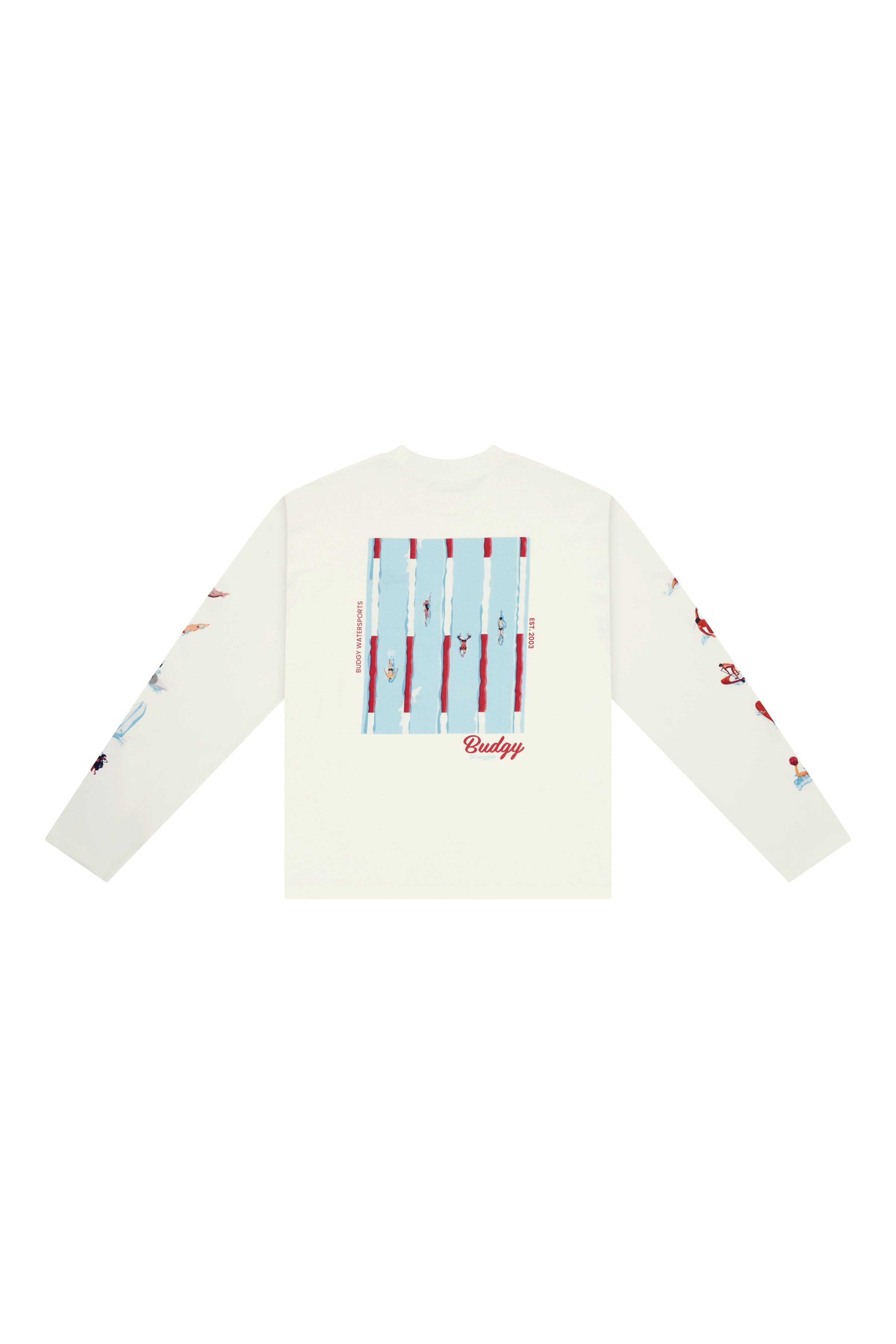 White Long Sleeve Tee with Watersports