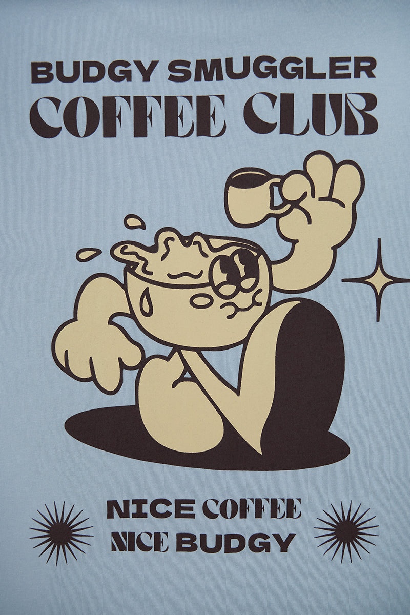 Heavyweight Light Blue Tee in Coffee Club