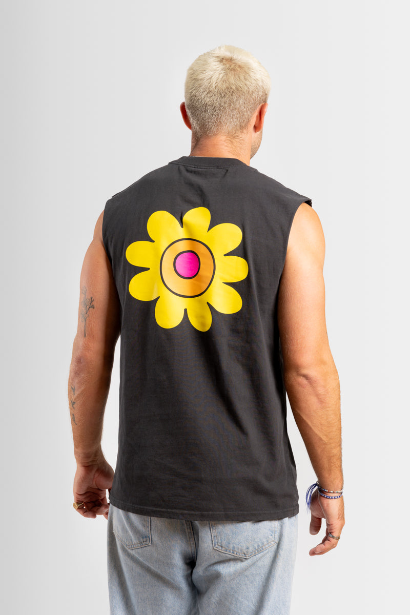 Black Singlet with Festival Flower