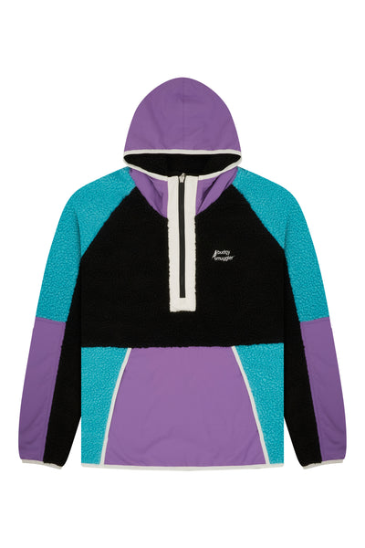 Retro Polar Fleece in Black, Violet & Turquoise