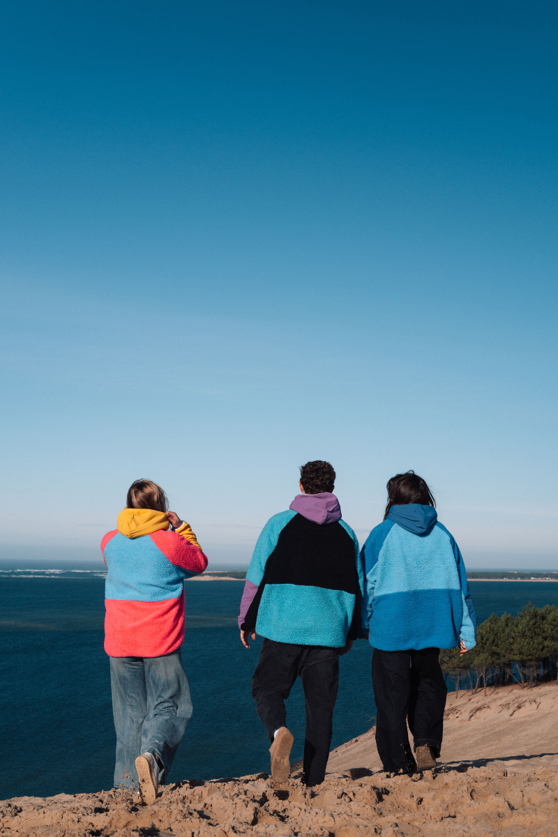 Retro Polar Fleece in Black, Violet & Turquoise