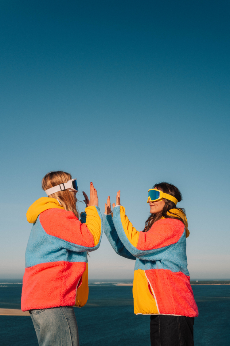 Retro Polar Fleece in Blue, Pink and Warm Yellow