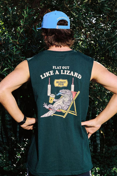Green Singlet with Lounging Like A Lizard