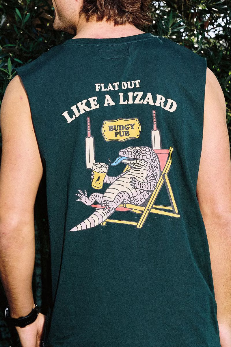 Green Singlet with Lounging Like A Lizard