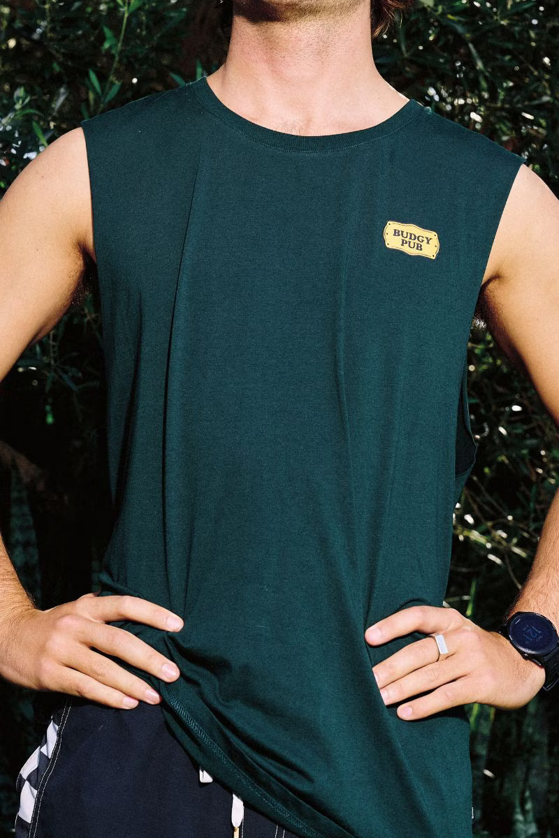 Green Singlet with Lounging Like A Lizard